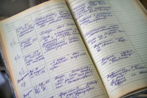 Handwritten list in journal