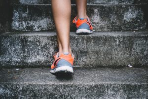 Feet climbing stairs