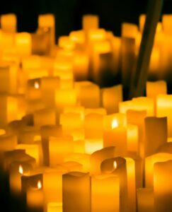 many lit candles